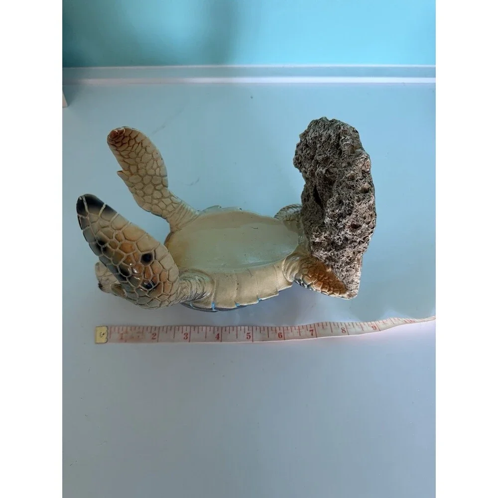 Sea Turtle Wine Bottle Holder Decorative Resin Figurine Coastal Bar Decor Green